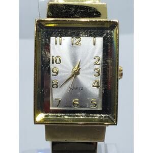 Women's bangle dress watch, F303518-1/P. Square face with iridescent background